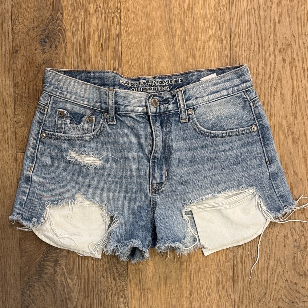 Vintage American Eagle Outfitters Blue Distressed Jean Shorts